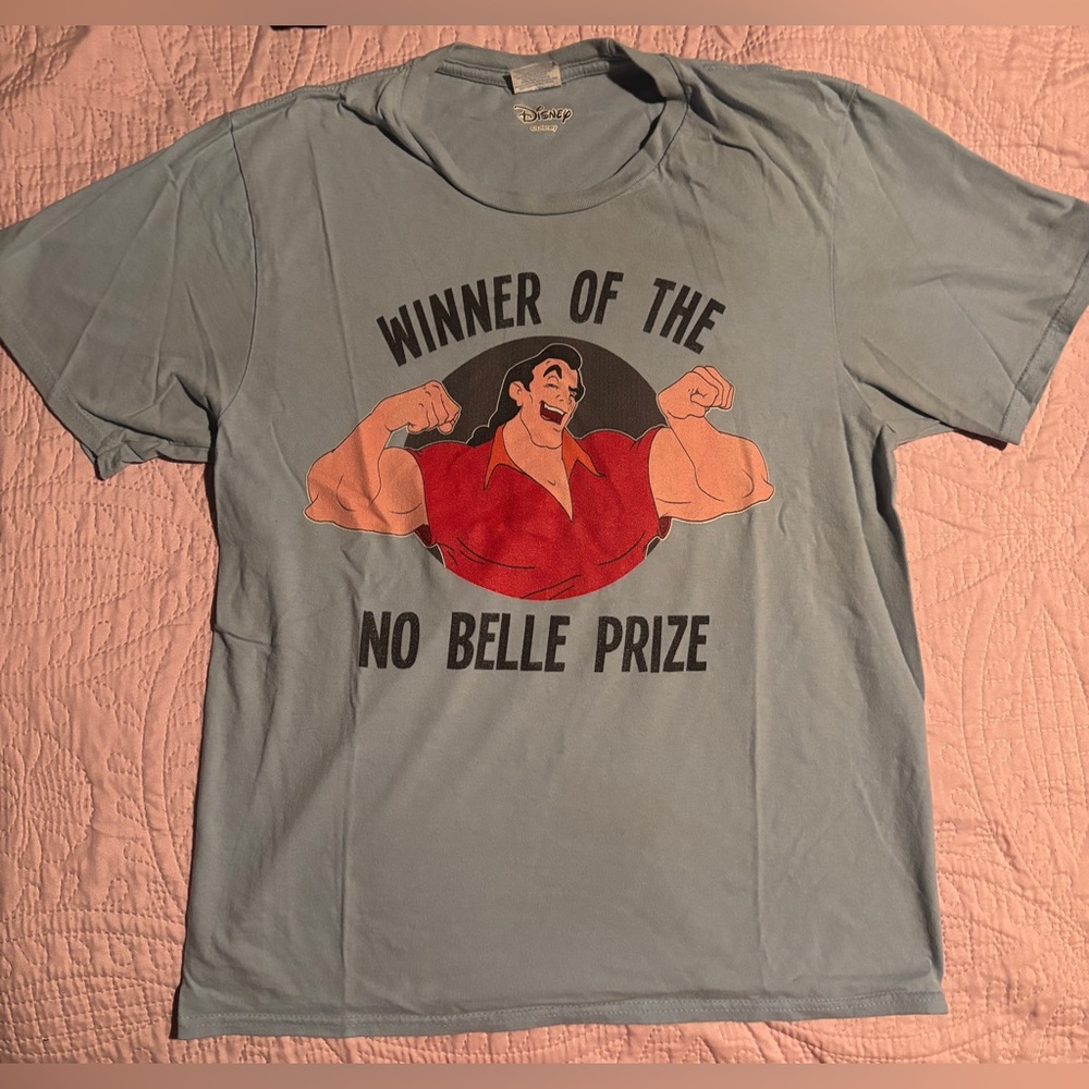 BEAUTY AND THE BEAST Disney GASTON Blue T-Shirt MEDIUM